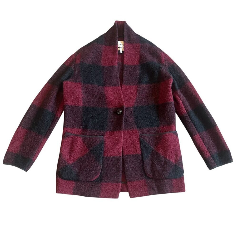 Wilfred Free Buffalo Plaid Button-Down Sweater Jacket Wool Blend Size XXS Womens